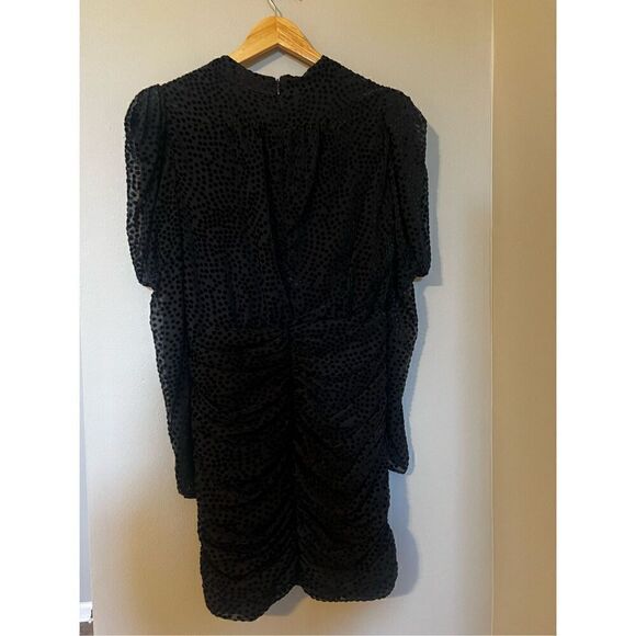 Bardot Women’s Size Large Metallic Bree Polka Dot Mini Dress Black Long Sleeve - Picture 10 of 16